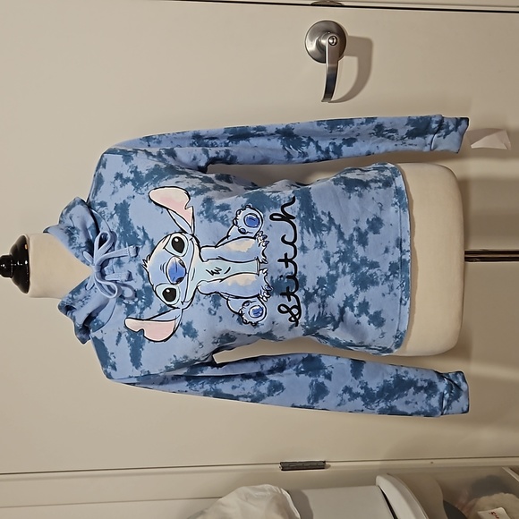 Disney Lilo & Stitch blue long sleeve hoodie STITCH Small NWT - Picture 2 of 7